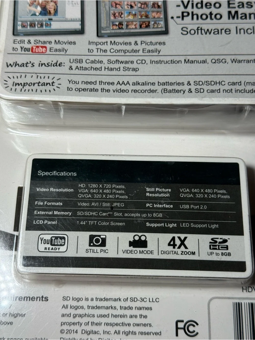 Jazz HDV140 HD Video Camcorder Flip Screen Camera 1.55” Digital Zoom New Sealed